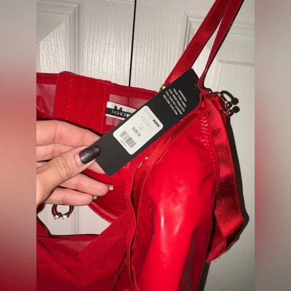 Fashion Nova Vibrant Red SEXY Mesh Babydoll Dress - Picture 5 of 6